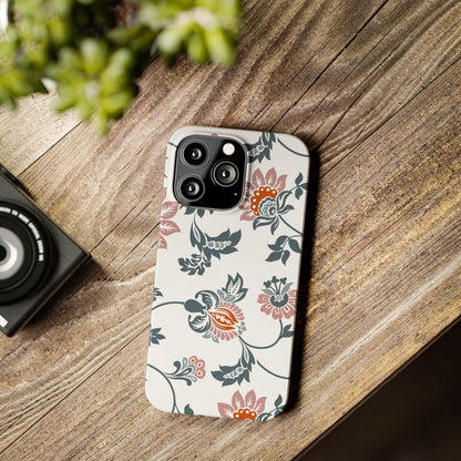 Pink and Green Flower Pattern, Floral Slim Phone Cases, Case-Mate IPHONE16 and all sizes